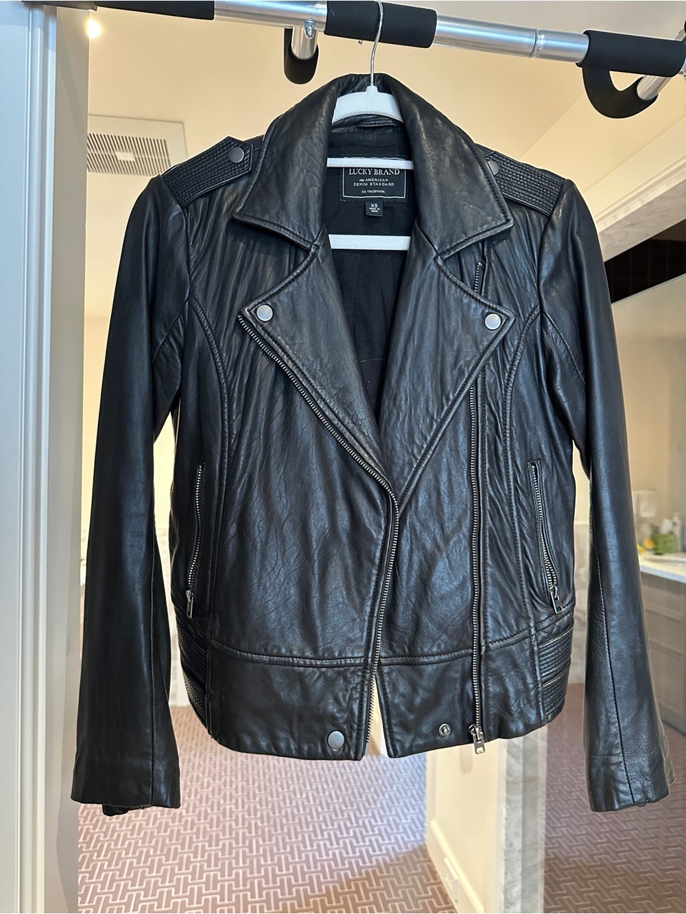 Lucky Brand Black Leather Moto Jacket